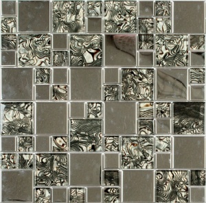 Мозаика MS-611 метал стекло (15х48х8) 300х300